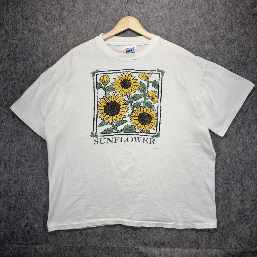 Vintage 90's Sunflower Art Design Graphic T-Shirt Men's Large Single Stitch